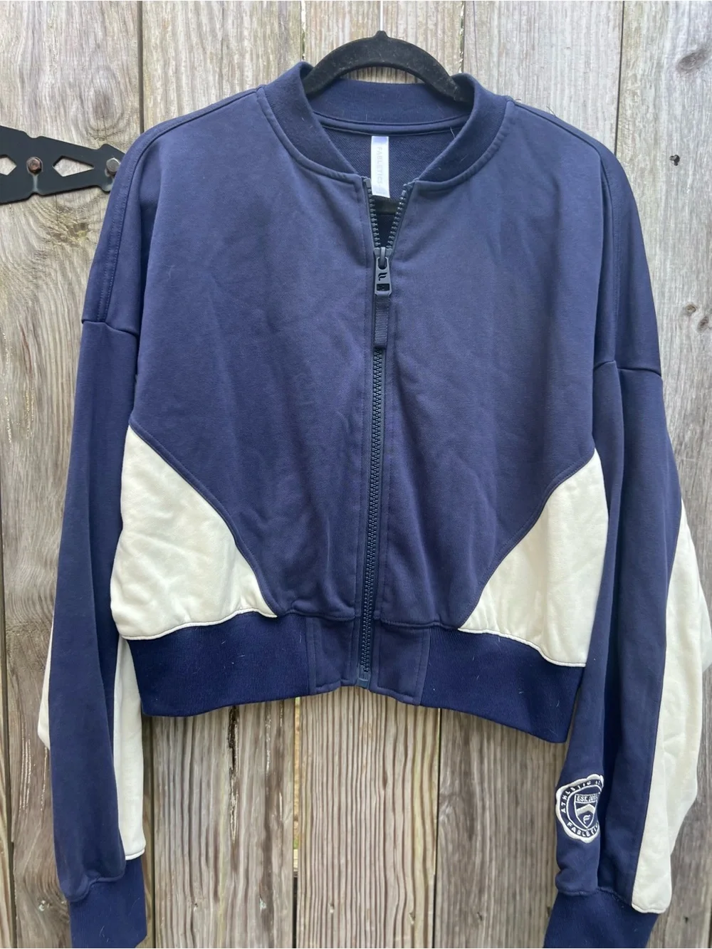 FABLETICS Navy Blue and White Full Zip Sweatshirt Women’s Large